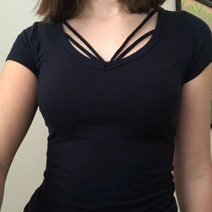 XS navy ribbed hollister vneck